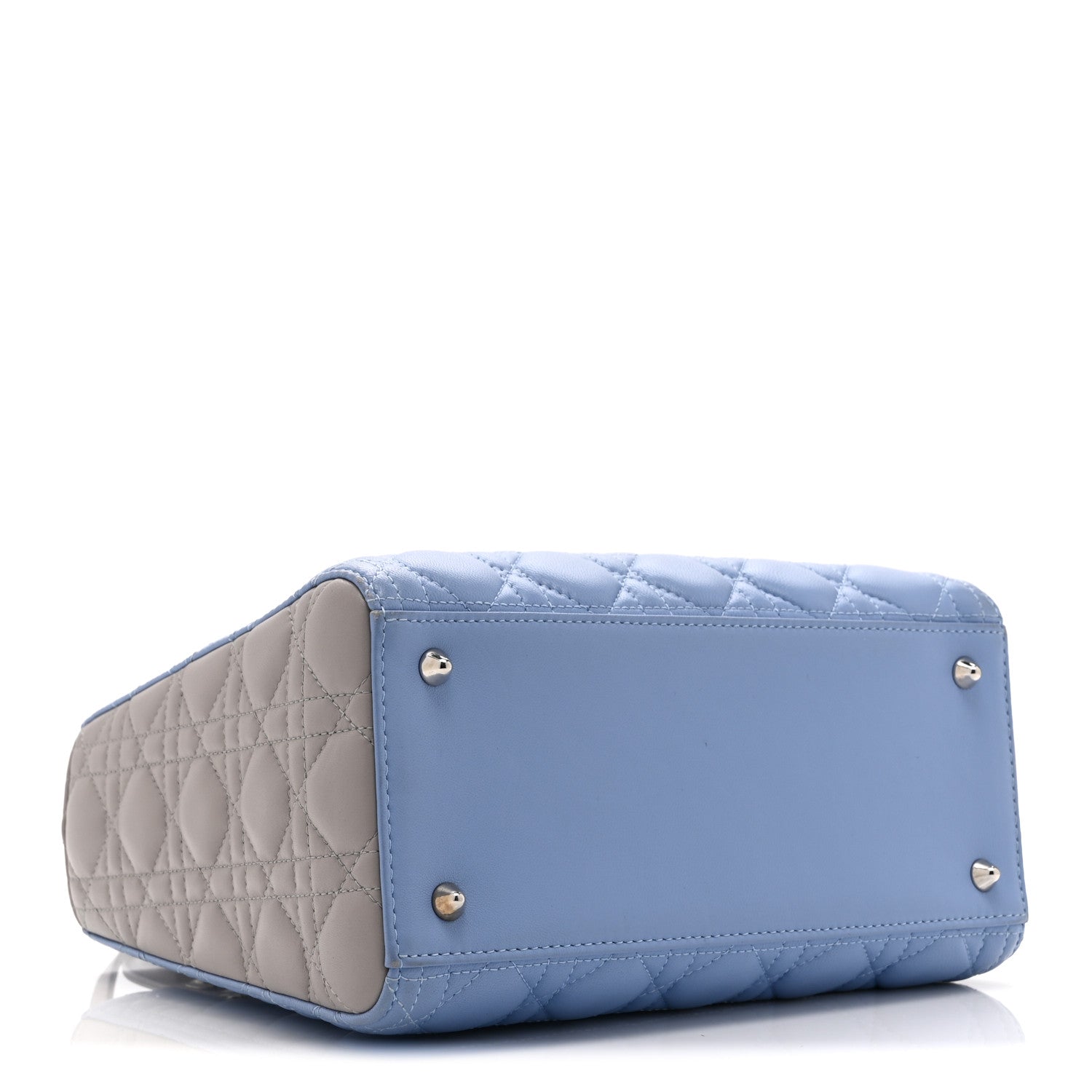 Christian Dior Lambskin Cannage Medium Bi-Color Lady Dior Blue Gray