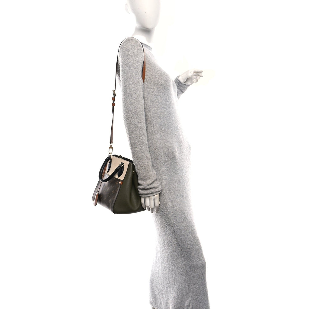 Louis Vuitton Calfskin Monogram Fold Tote Black Khaki Cream