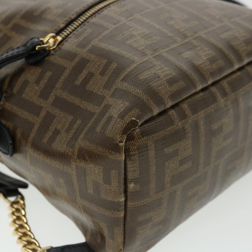 FENDI Zucca Canvas Backpack Coated Canvas Brown Black 8BZ038  32630A