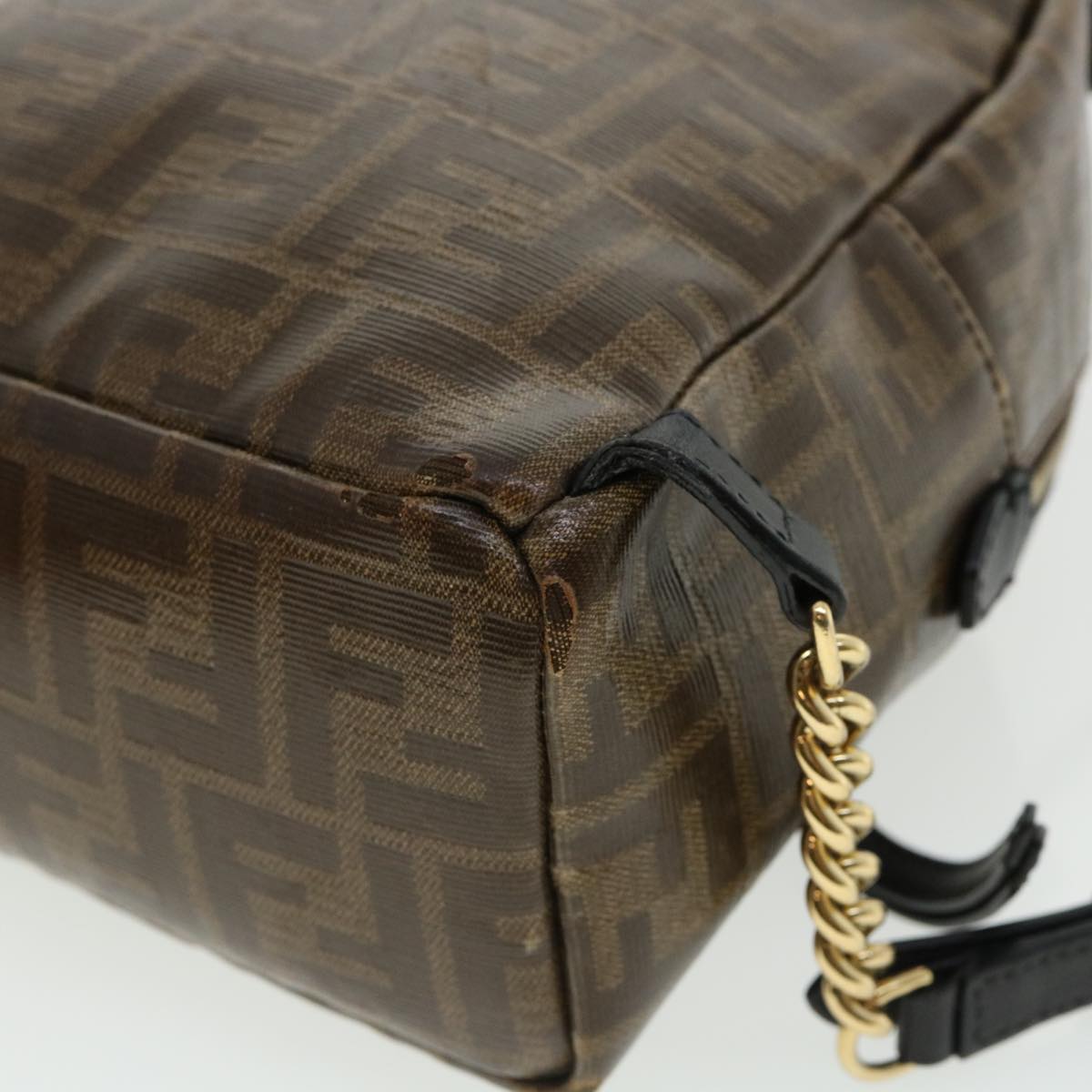 FENDI Zucca Canvas Backpack Coated Canvas Brown Black 8BZ038  32630A