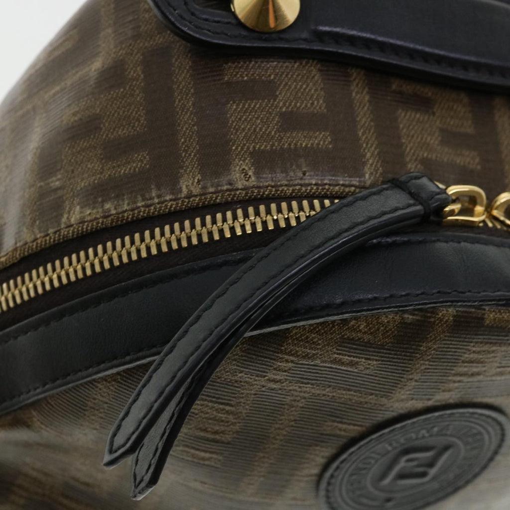 FENDI Zucca Canvas Backpack Coated Canvas Brown Black 8BZ038 Auth 32630A
