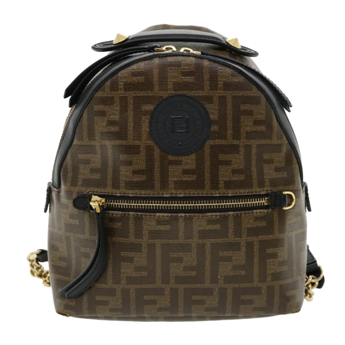 FENDI Zucca Canvas Backpack Coated Canvas Brown Black 8BZ038  32630A
