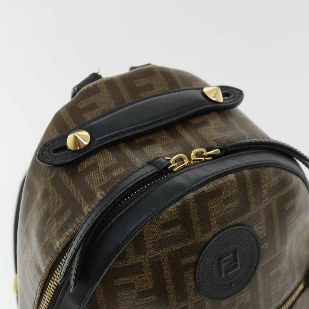 FENDI Zucca Canvas Backpack Coated Canvas Brown Black 8BZ038  32630A