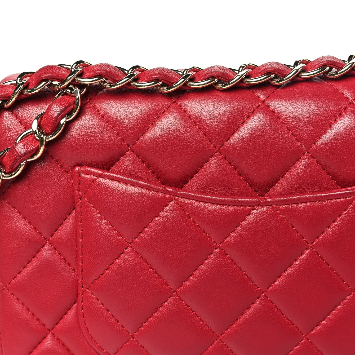 Chanel Lambskin Quilted Mini Rectangular Flap Dark Pink