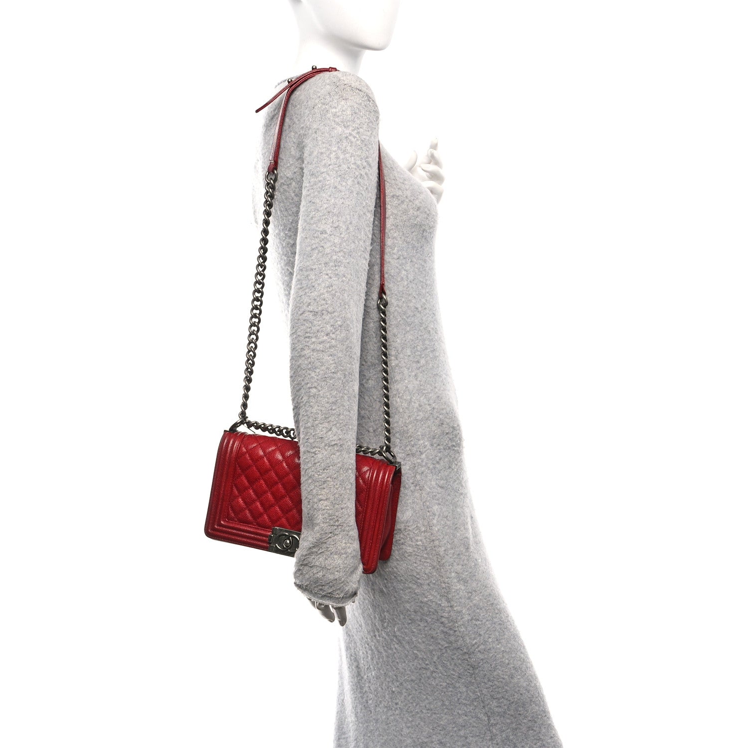 Chanel Caviar Quilted Medium Boy Flap Dark Red