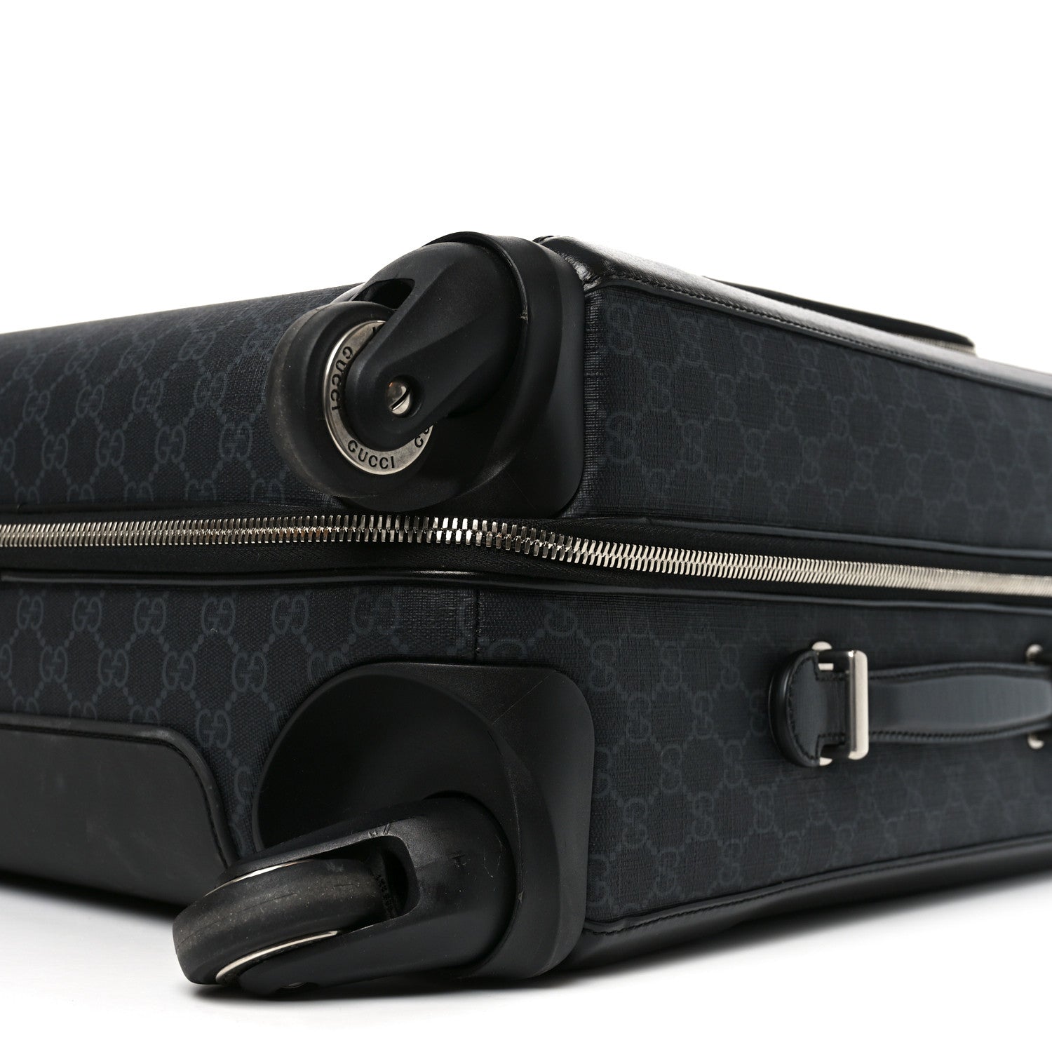 Gucci GG Supreme Monogram Azalea Calfskin Retro Interlocking G Small Savoy Cabin Trolley Black