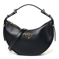 Prada Soft Calfskin Arque Shoulder Bag Black