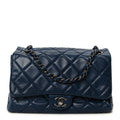 Chanel Glazed Calfskin Quilted Medium Coco Soft Flap Navy