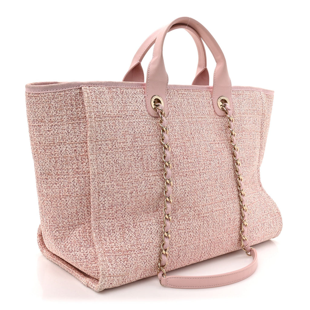 Chanel Lurex Boucle Deauville Medium Tote  Pink