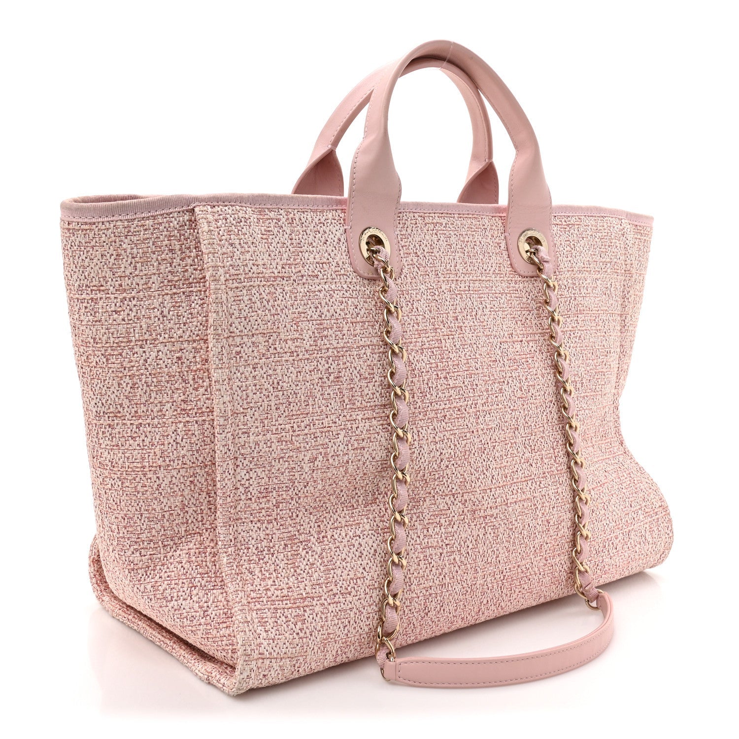 Chanel Lurex Boucle Deauville Medium Tote  Pink