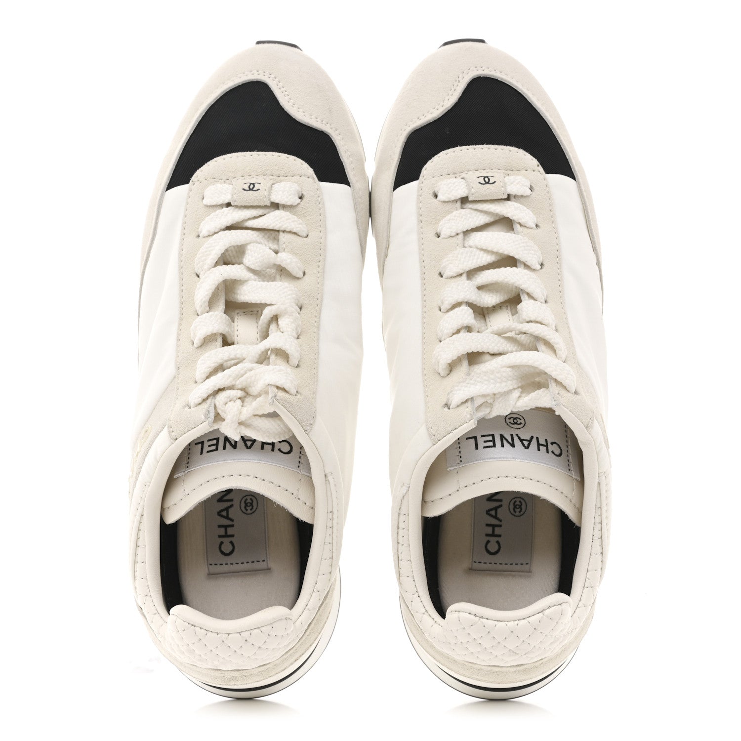 Nylon Suede Kidskin Calfskin Logo Sneakers 37.5 White Black