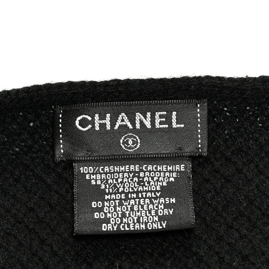 Cashmere Logo Stole Black White