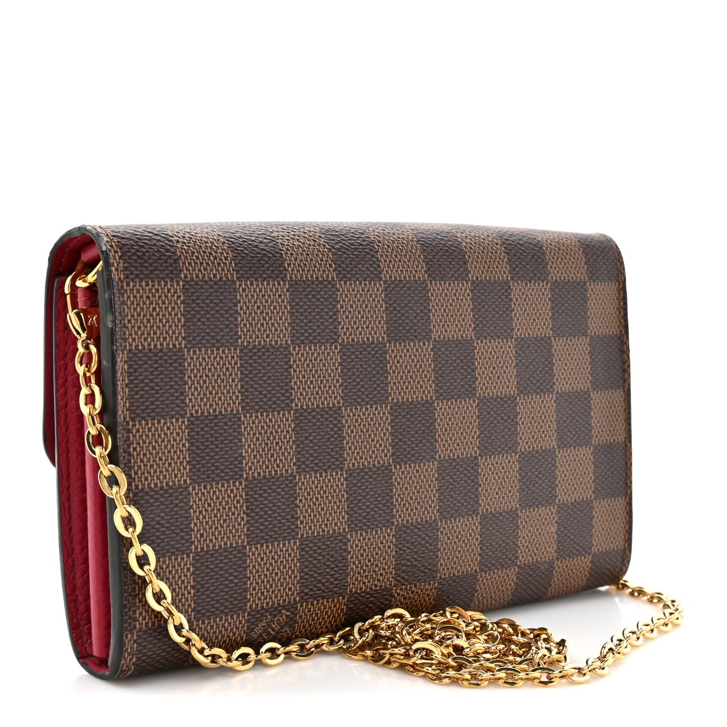 Louis Vuitton Damier Ebene Croisette Chain Wallet Scarlet