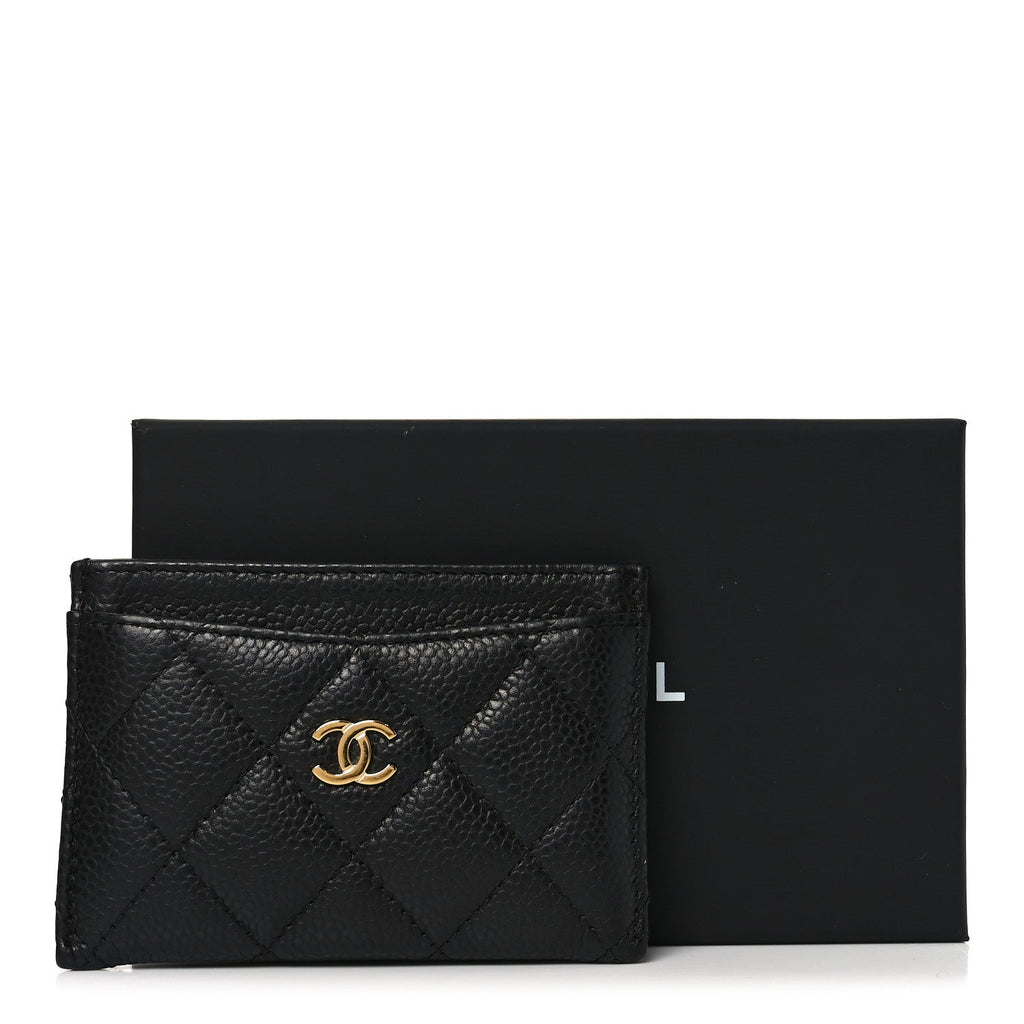 Caviar Quilted Card Holder Black