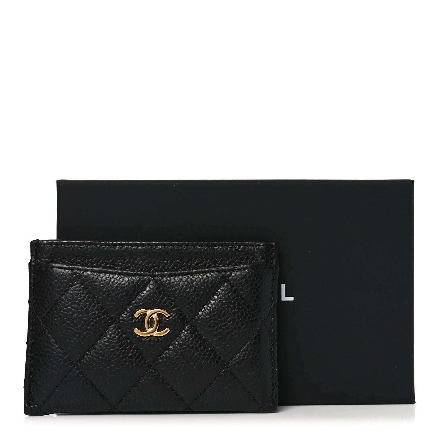 Caviar Quilted Card Holder Black