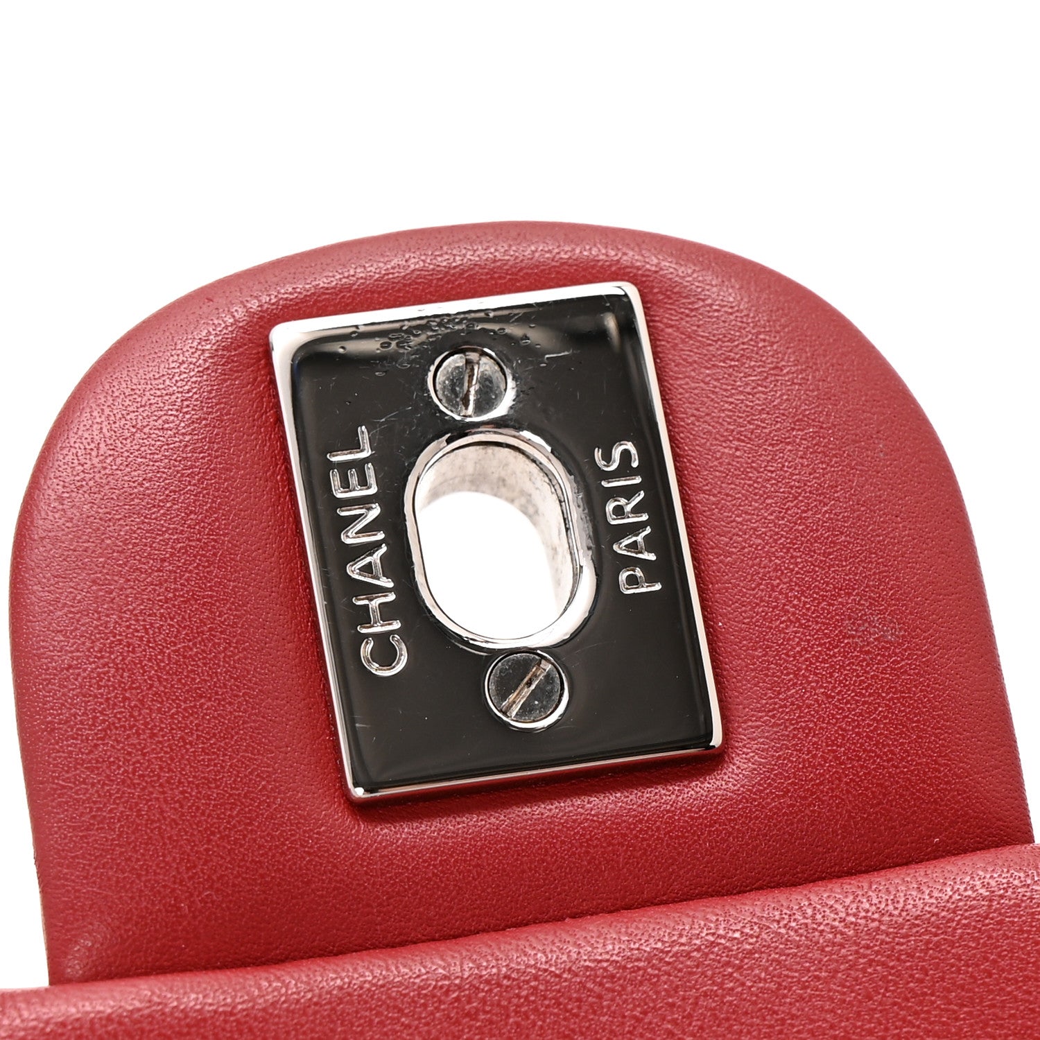 Chanel Patent Quilted Mini Flap Clutch With Chain  Red