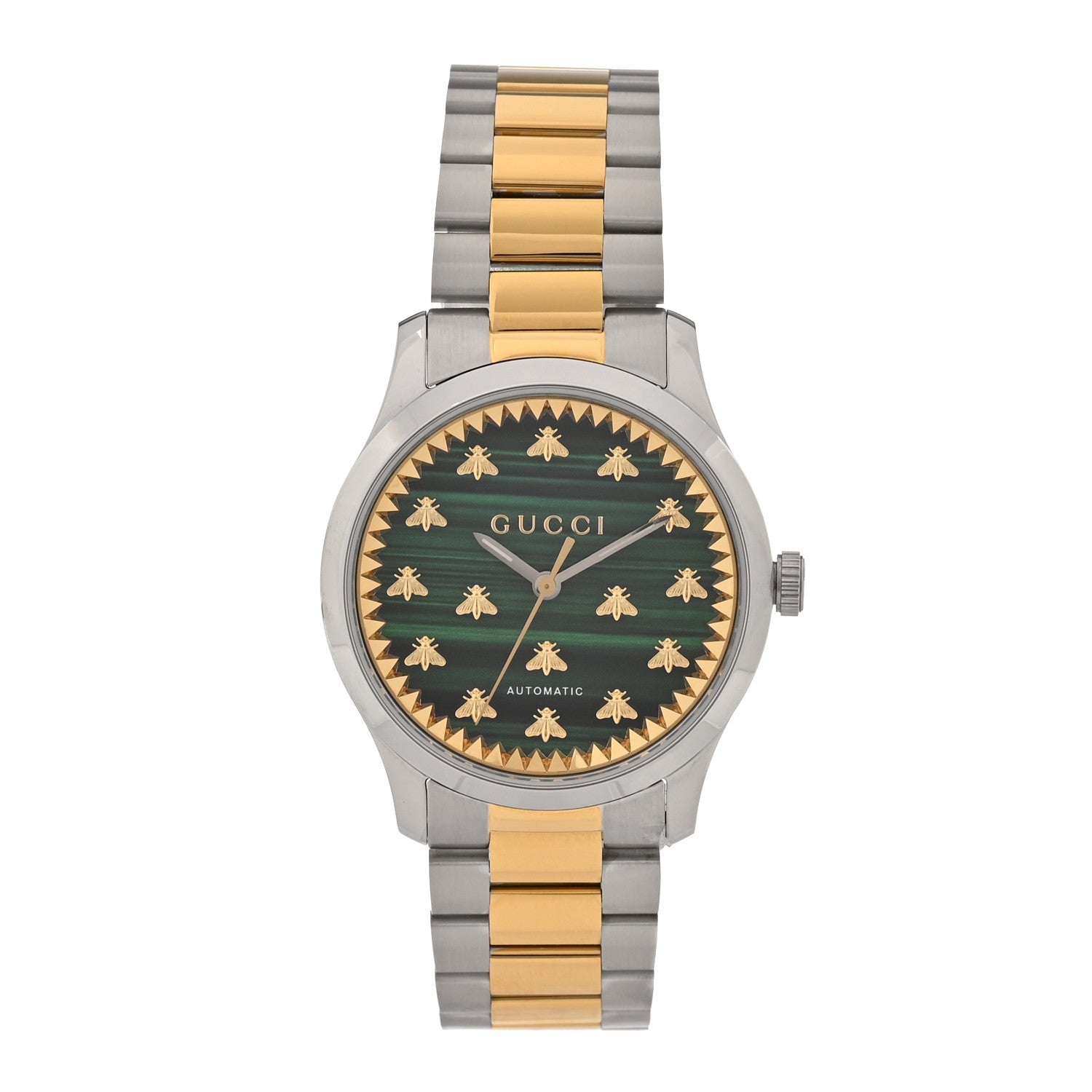 Gucci Stainless Steel Malachite 38mm G-Timeless Two Tone Bee Automatic Watch
