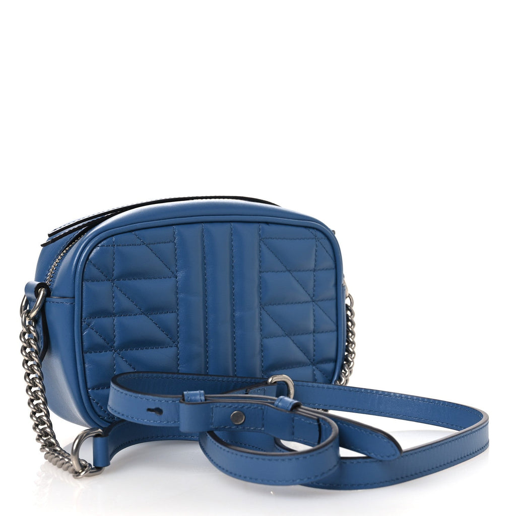 Gucci Calfskin Matelasse Aria Mini GG Marmont Chain Shoulder Bag Clear Blue