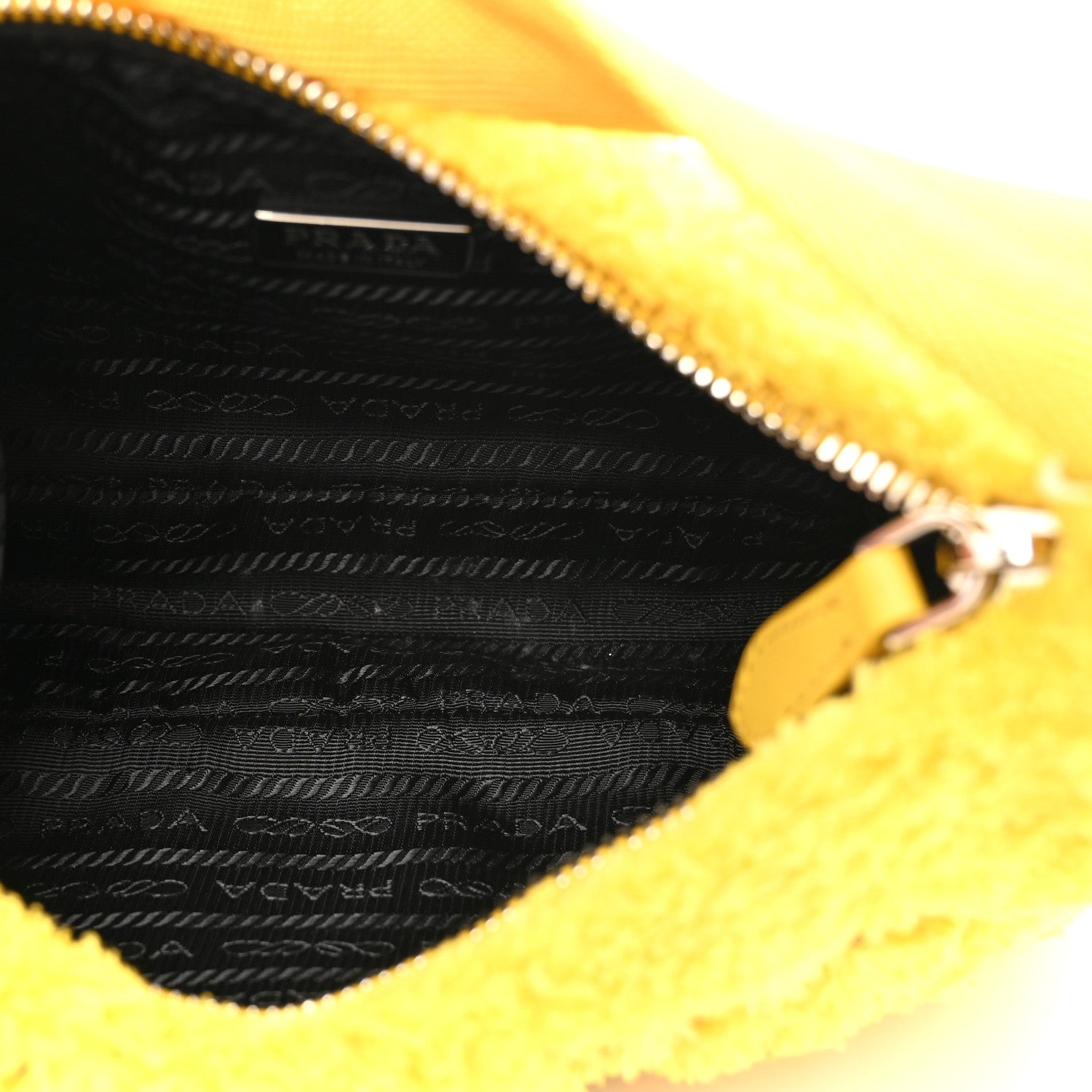 Prada Terry Cloth Mini Re-Edition 2000 Bag Giallo Black