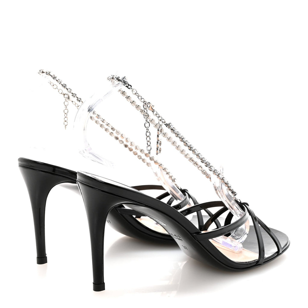 Gucci Vernice Crystal Sandals 37 Black