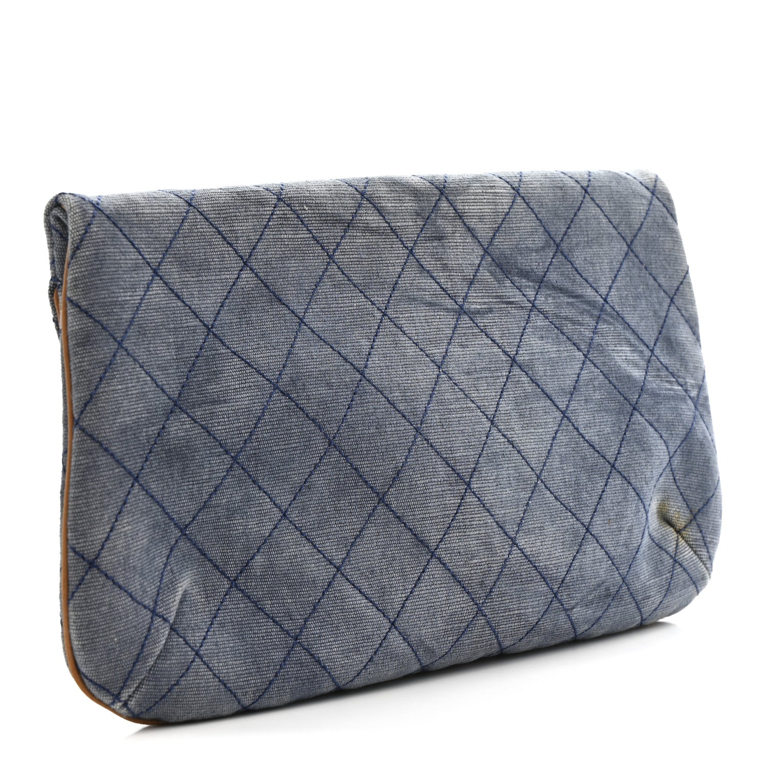 Chanel Denim Lambskin Quilted CC Clutch Blue