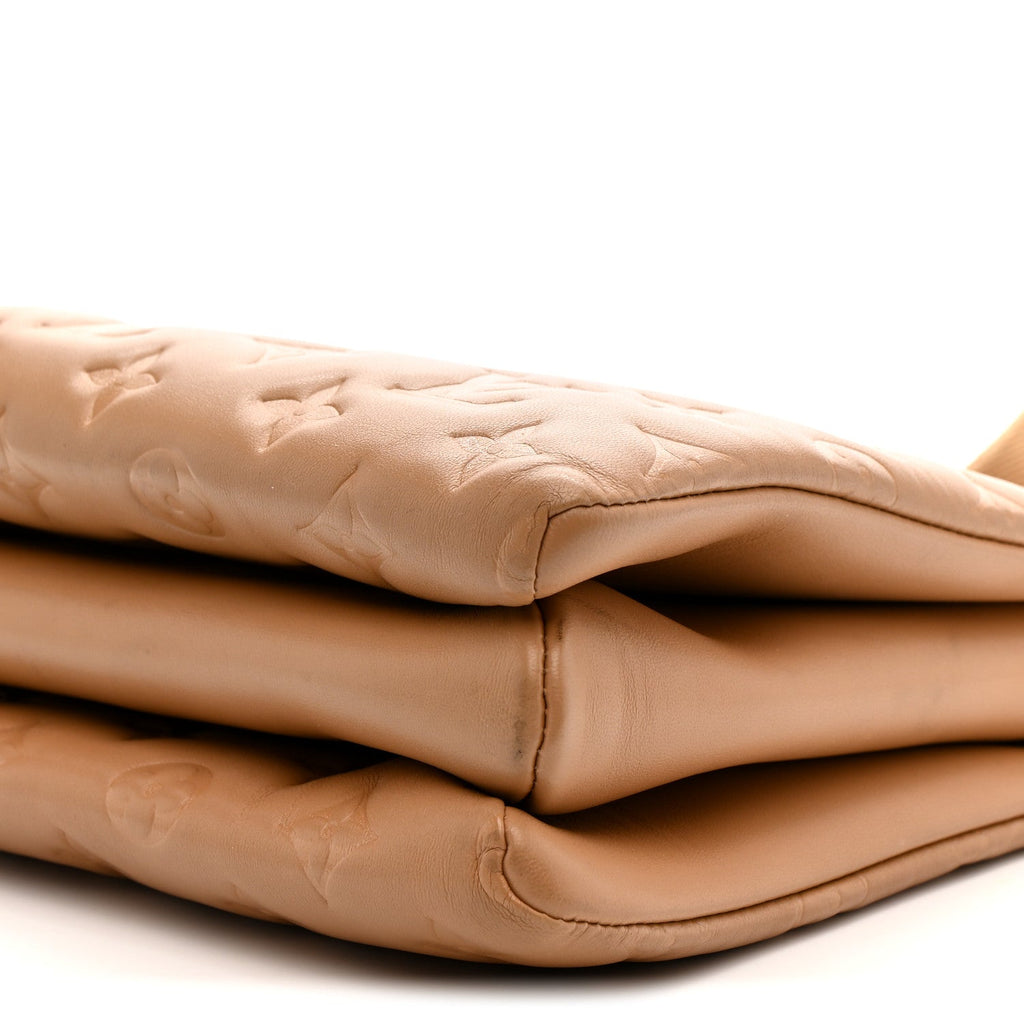 Louis Vuitton Lambskin Embossed Monogram Coussin PM Camel