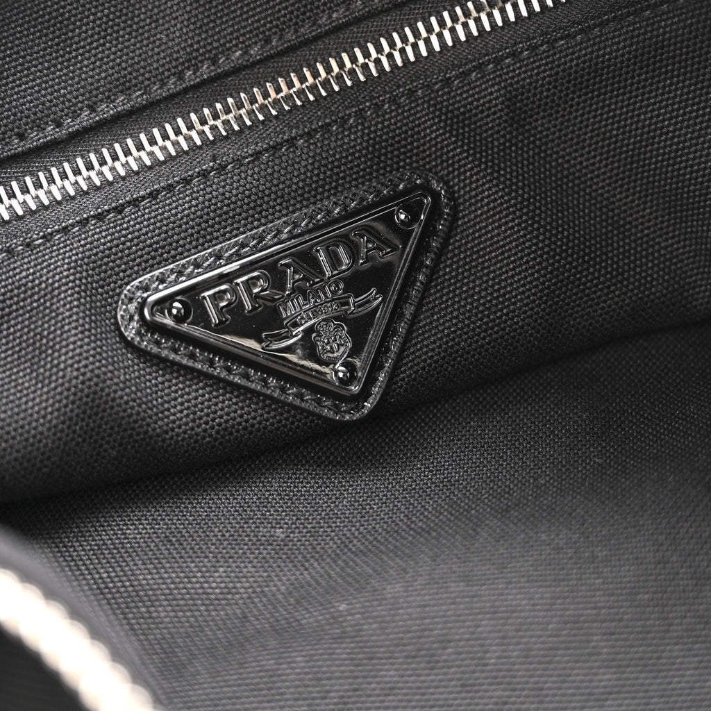 Prada Canapa Triangle Shoulder Bag Black