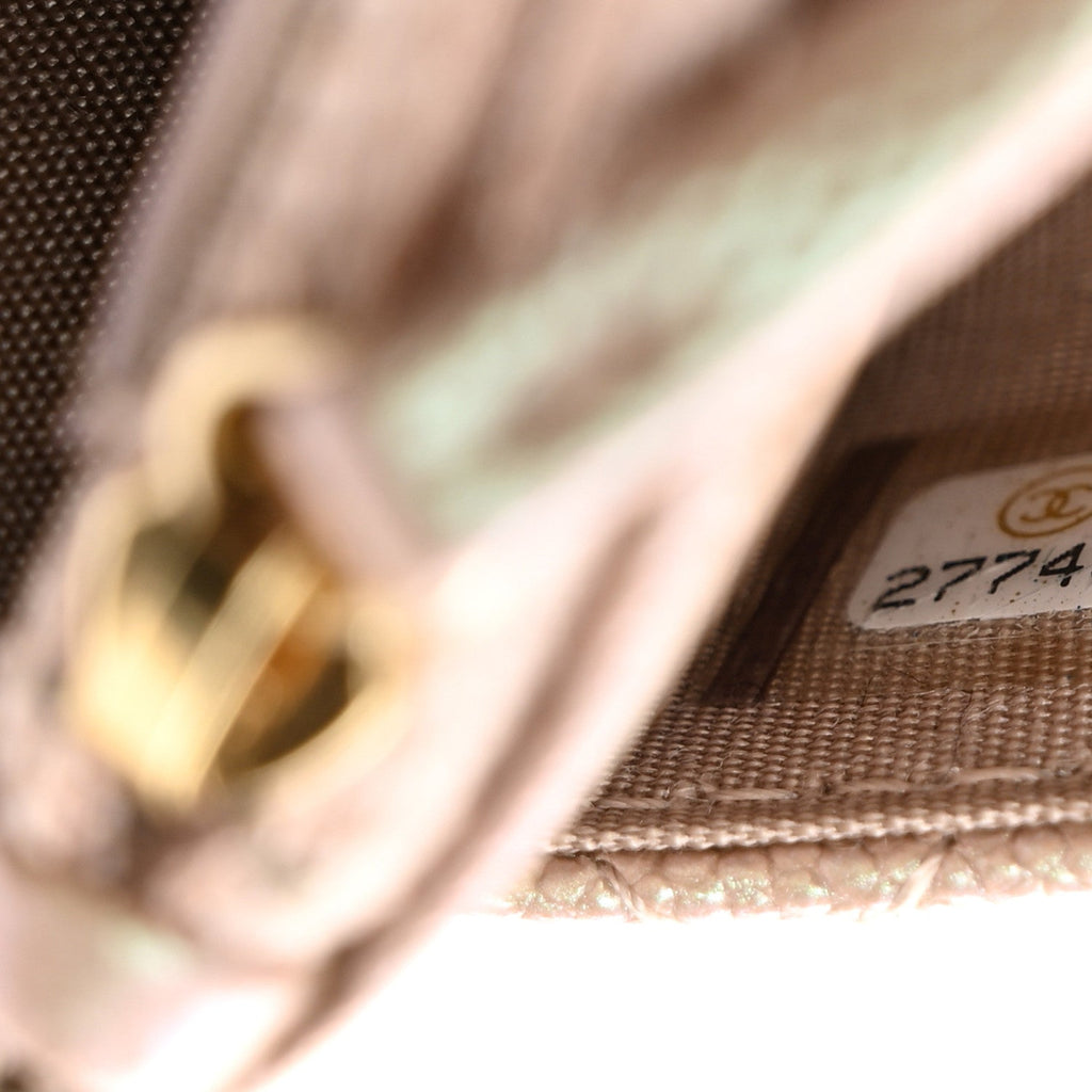 Chanel Iridescent Caviar Quilted Wallet on Chain WOC Beige