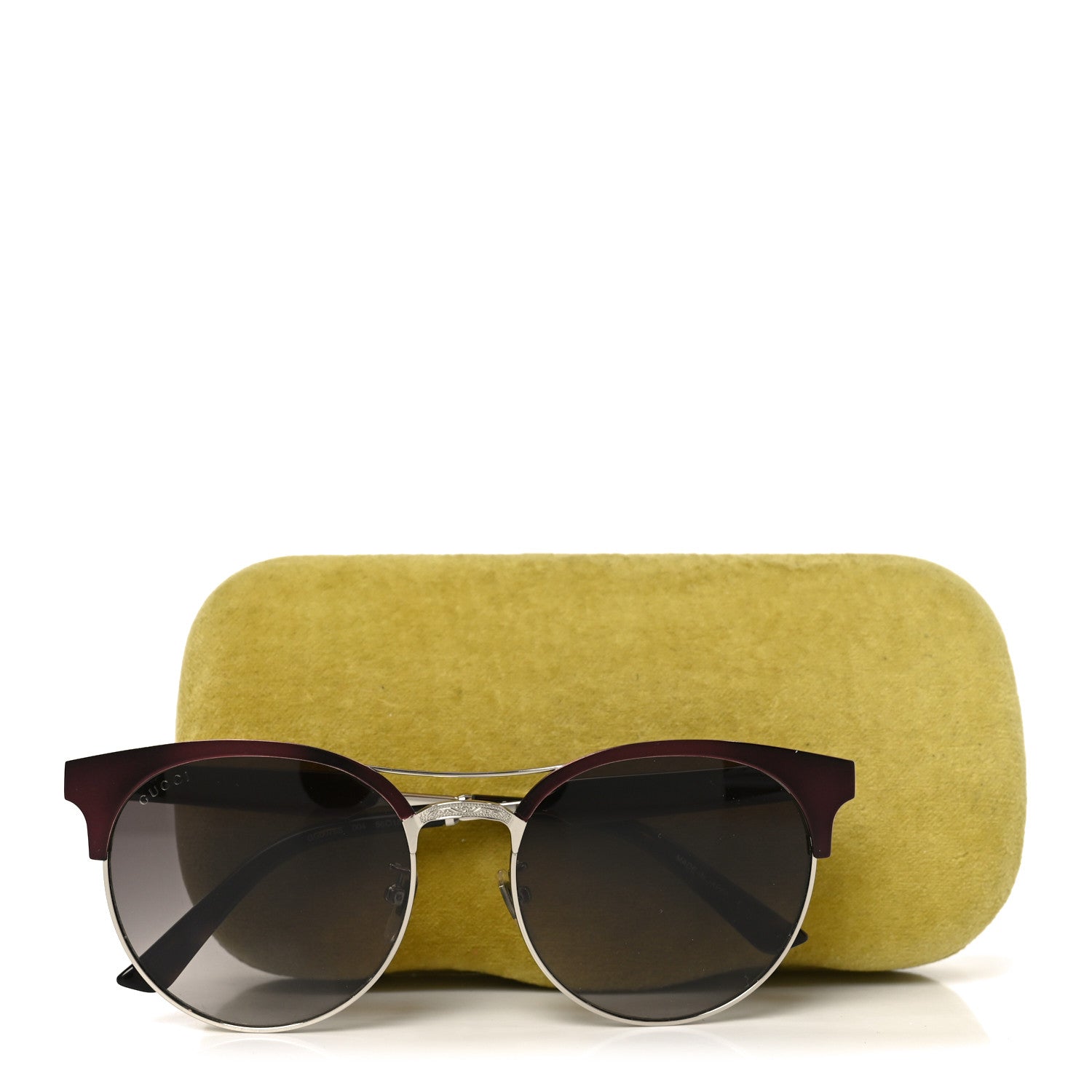 Gucci Round Metal GG0075SK Sunglasses Red Gold