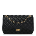 Chanel Lambskin Quilted Jumbo Double Flap Black