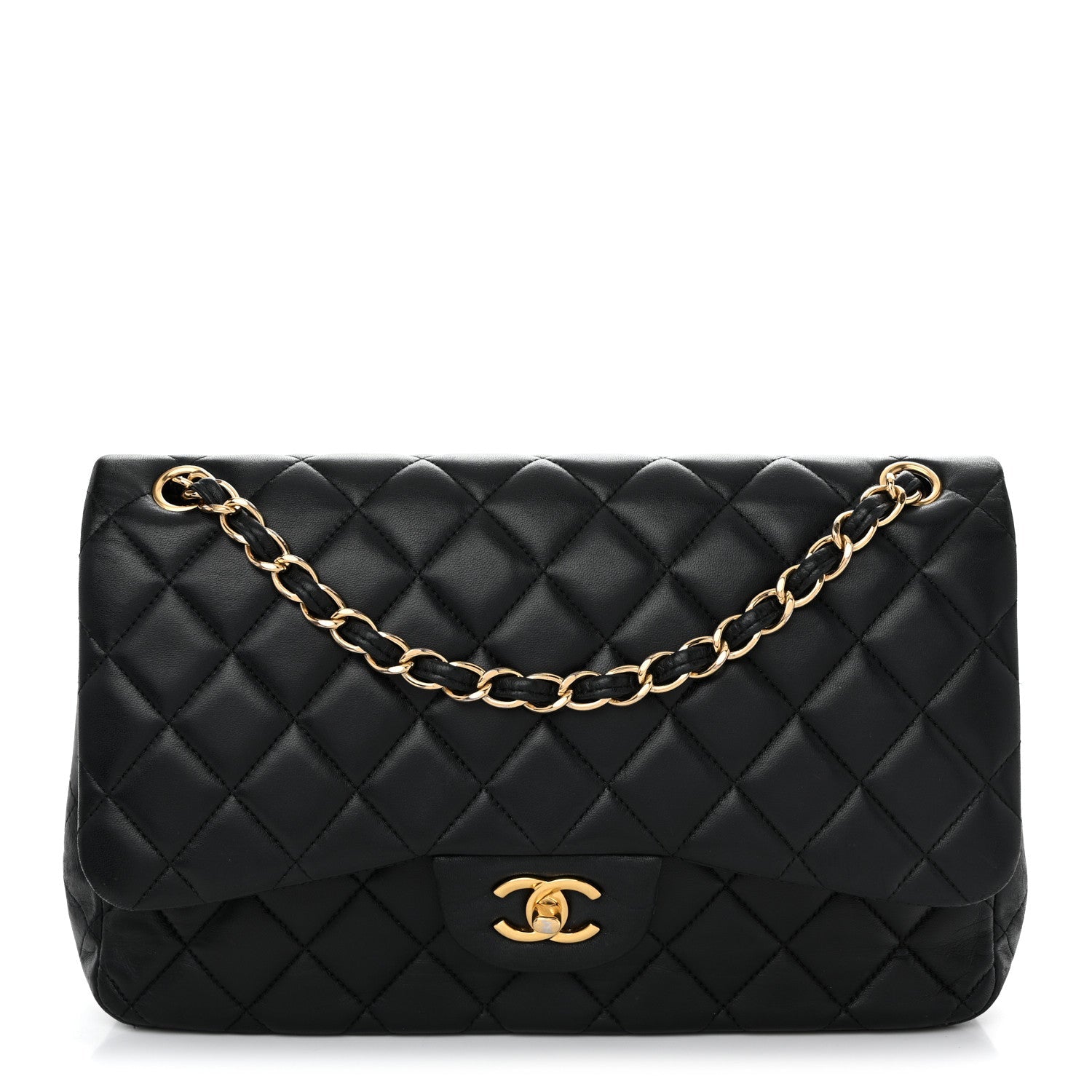 Chanel Lambskin Quilted Jumbo Double Flap Black