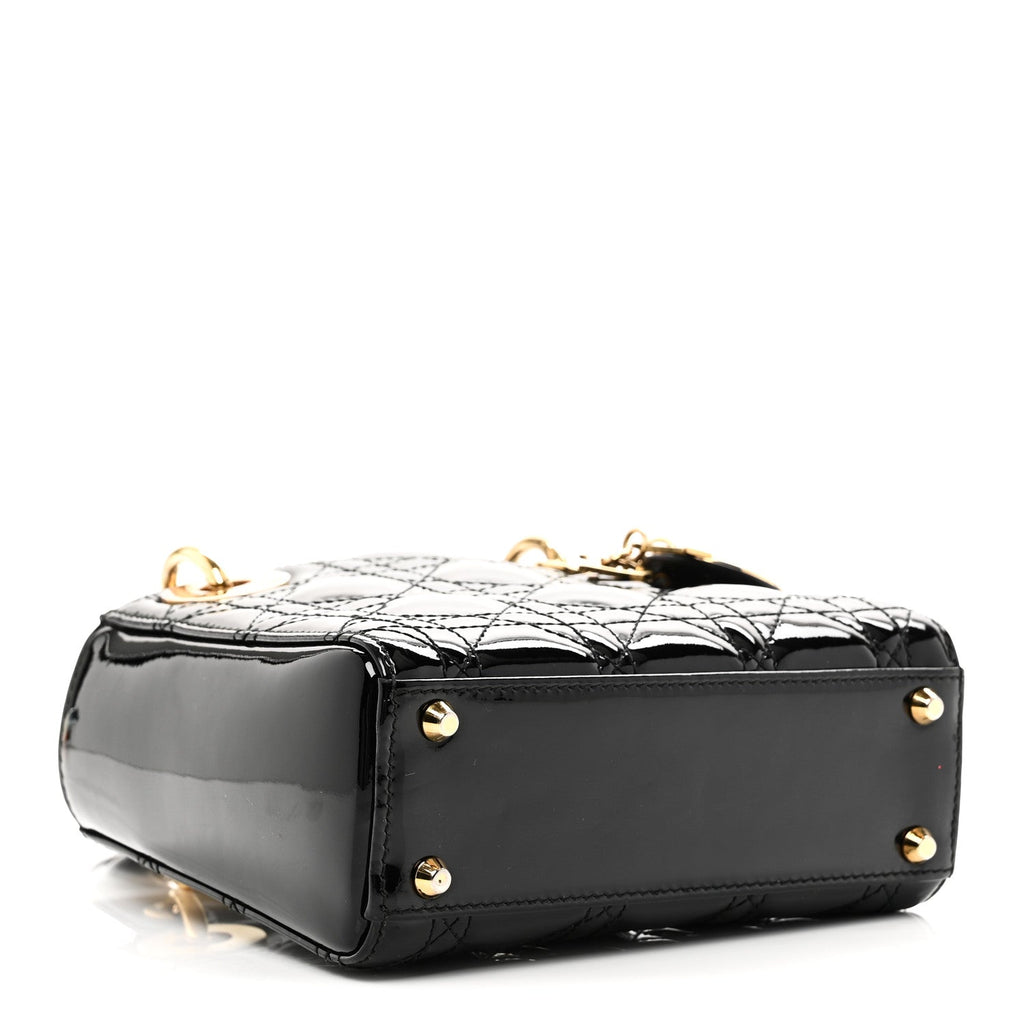 Christian Dior Patent Cannage Mini Lady Dior Black
