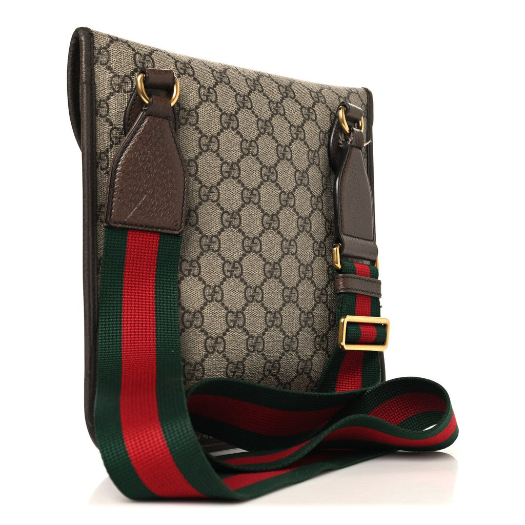 Gucci GG Supreme Monogram Web Medium Neo Vintage Flap Messenger Bag Beige New Acero