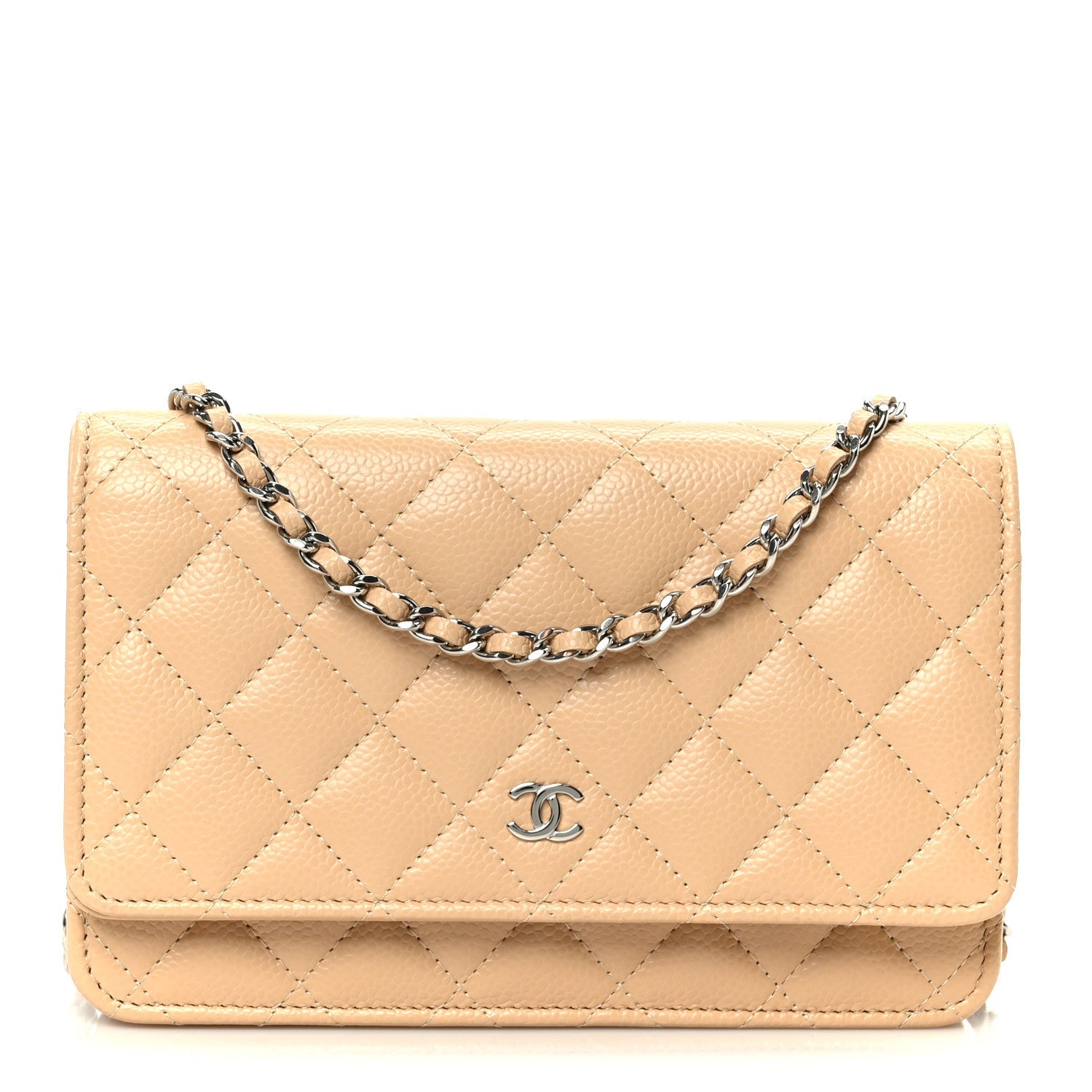 Chanel Caviar Quilted Wallet on Chain WOC Beige