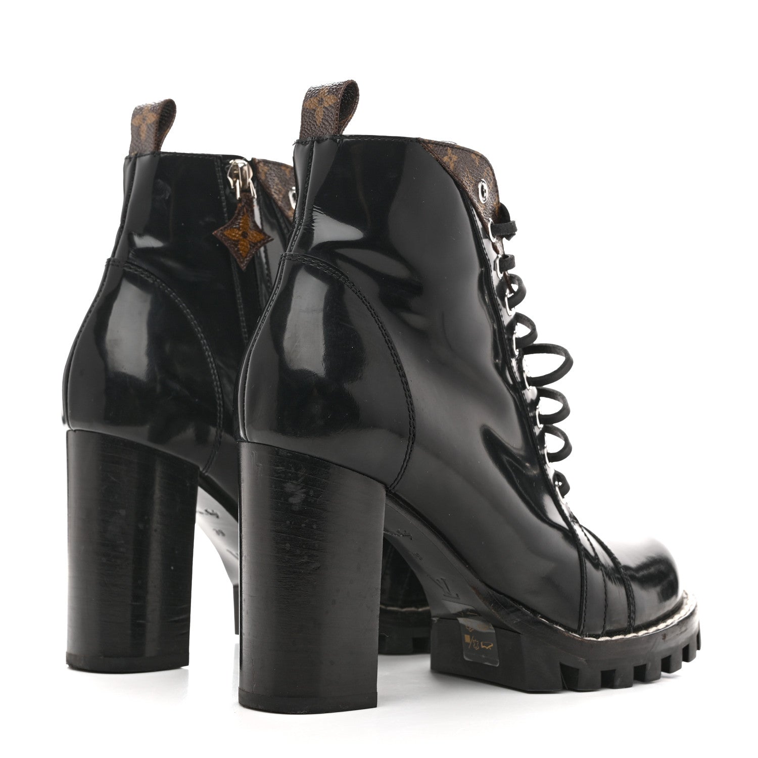 Louis Vuitton Glazed Calfskin Monogram Star Trail Ankle Boots 39 Black
