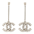 Baguette Crystal CC Drop Earrings Silver