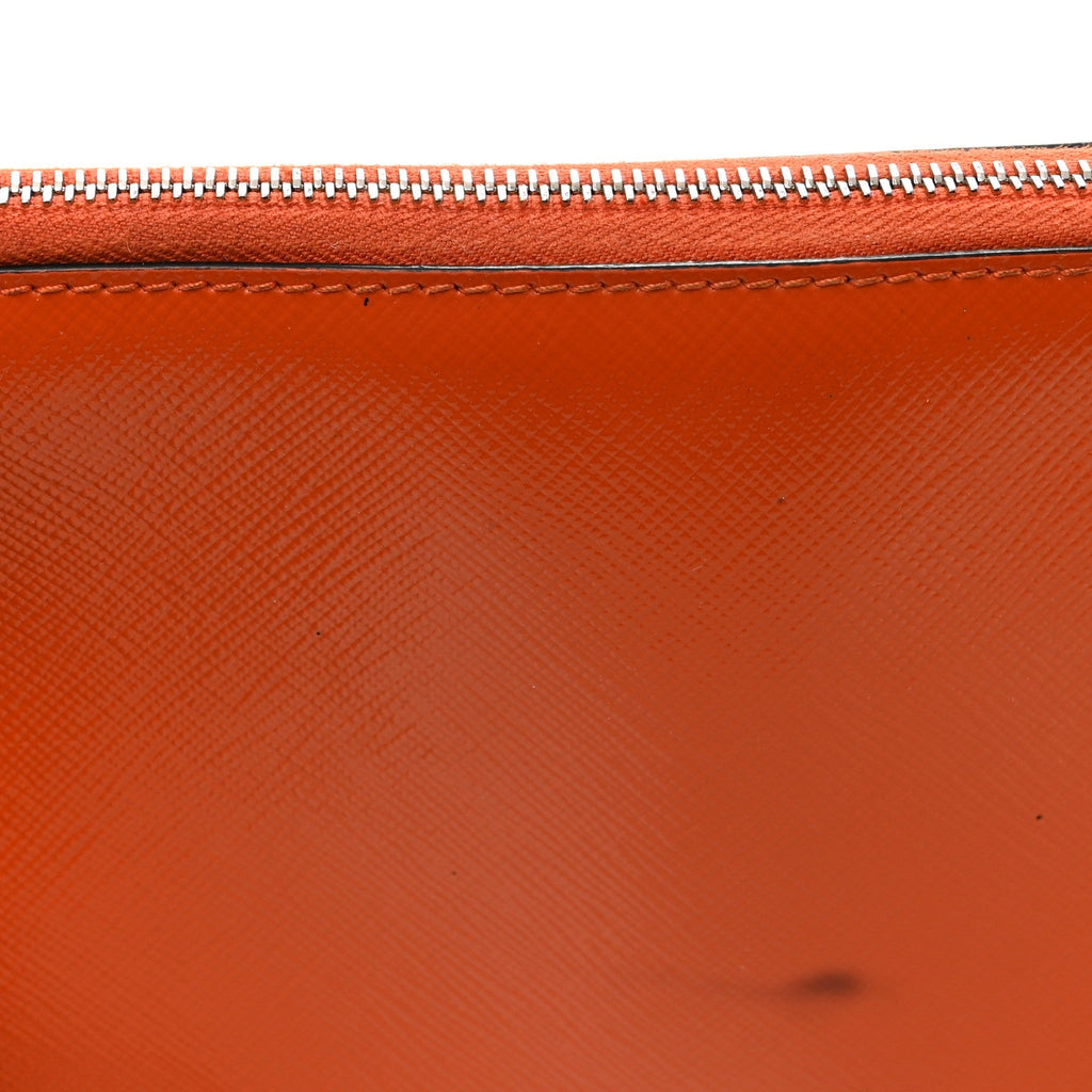 Prada Saffiano Vernice Chain Crossbody Bag Papaya