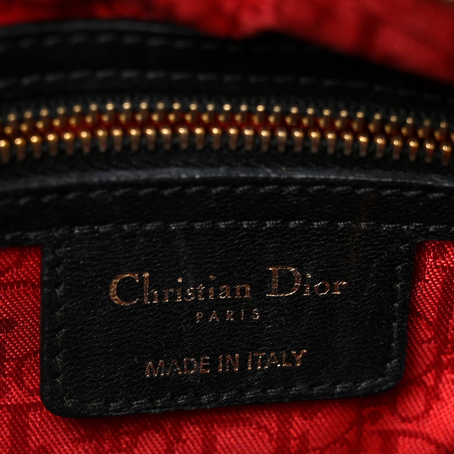 Christian Dior Lambskin Cannage Medium Lady Dior Black