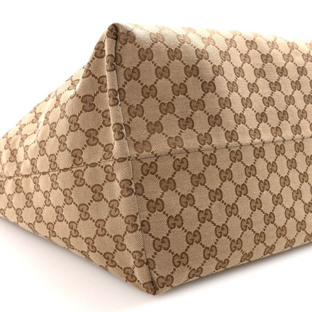 Gucci Grained Calfskin Monogram Large Totissima Reversible Tote Brown