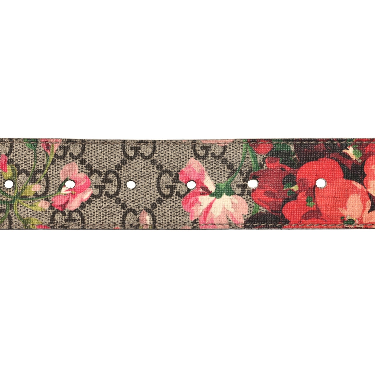 Gucci GG Supreme Monogram Blooms Moon Calfskin Interlocking G 37mm Belt 95 38 Beige Ebony Multicolor Dry Rose