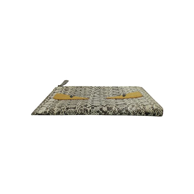 FENDI Snakeskin Monster Eyes Clutch