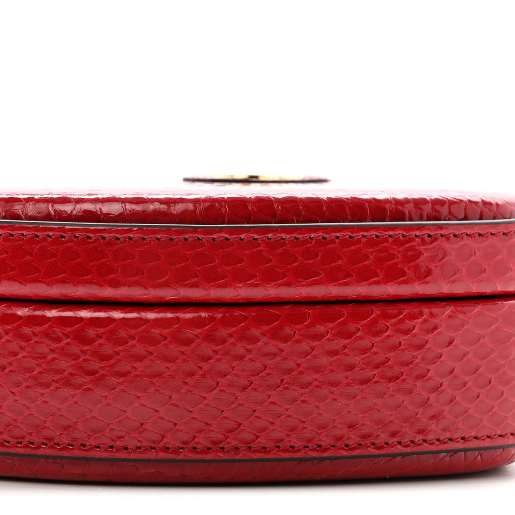 Gucci Snakeskin Broadway Mini Heart Top Handle Bag Rasberry Candy
