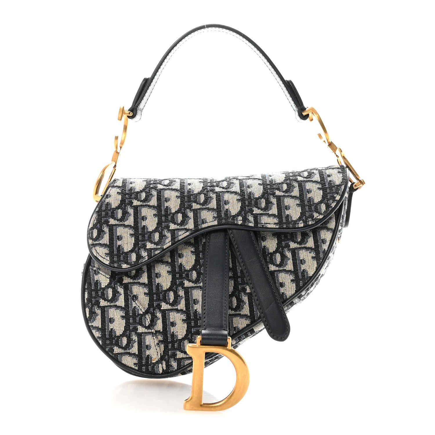Christian Dior Oblique Mini Saddle Bag Blue