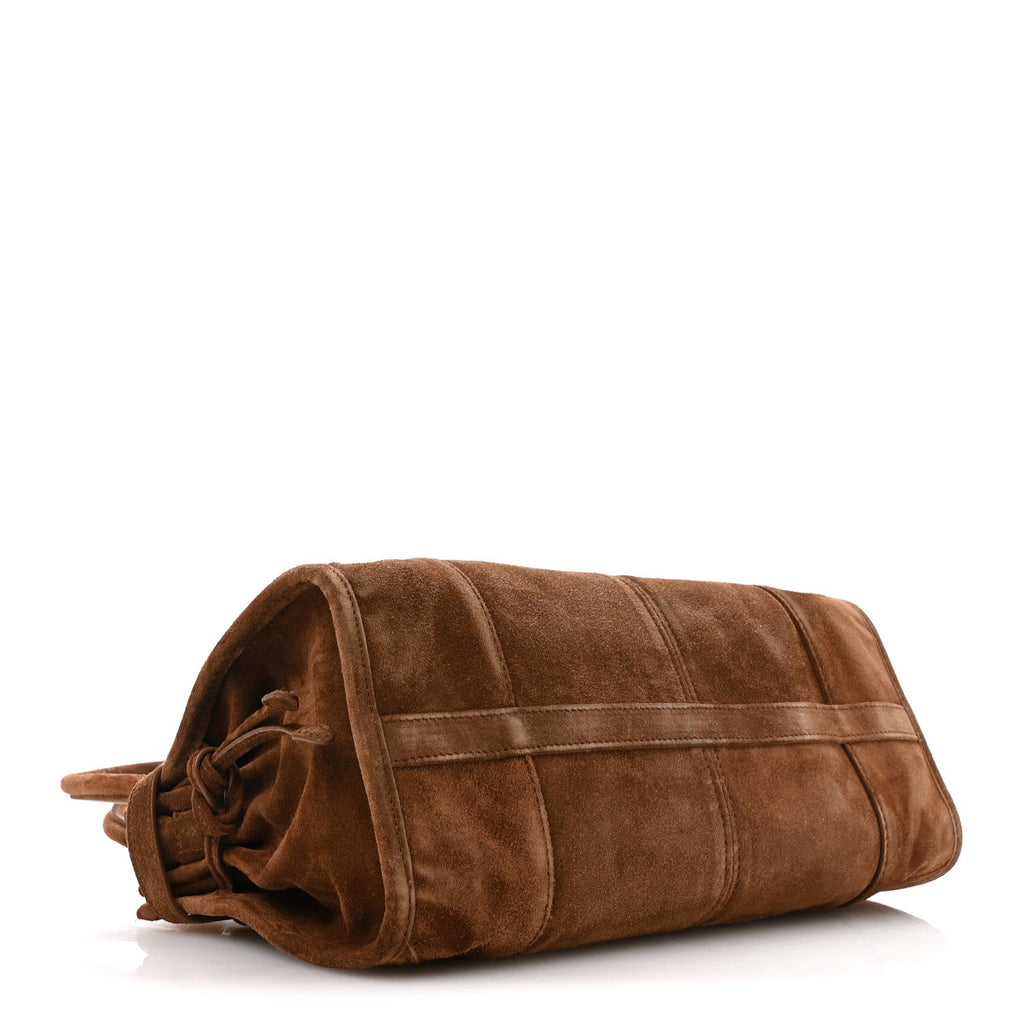 Prada Suede Triangle Medium Bonnie Shoulder Bag Cacao