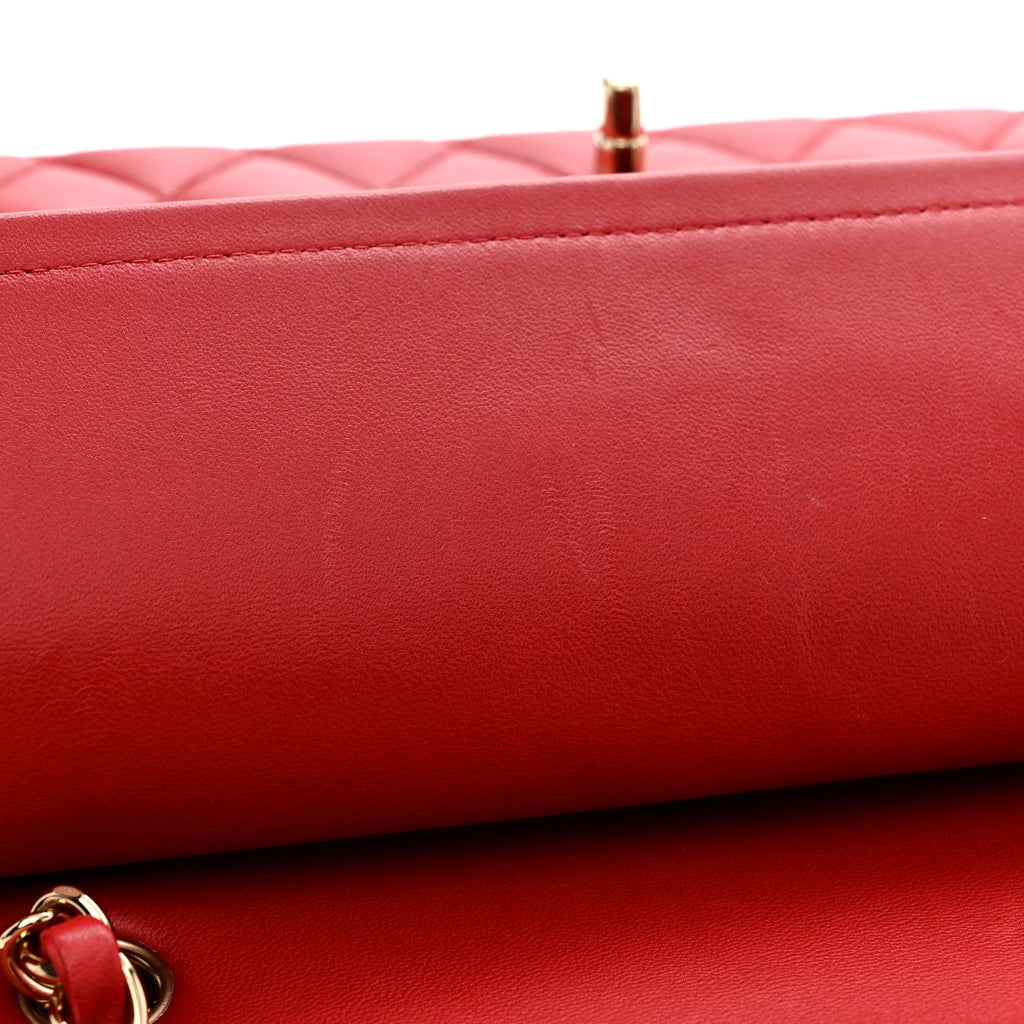 Chanel Lambskin Quilted Medium Double Flap Red