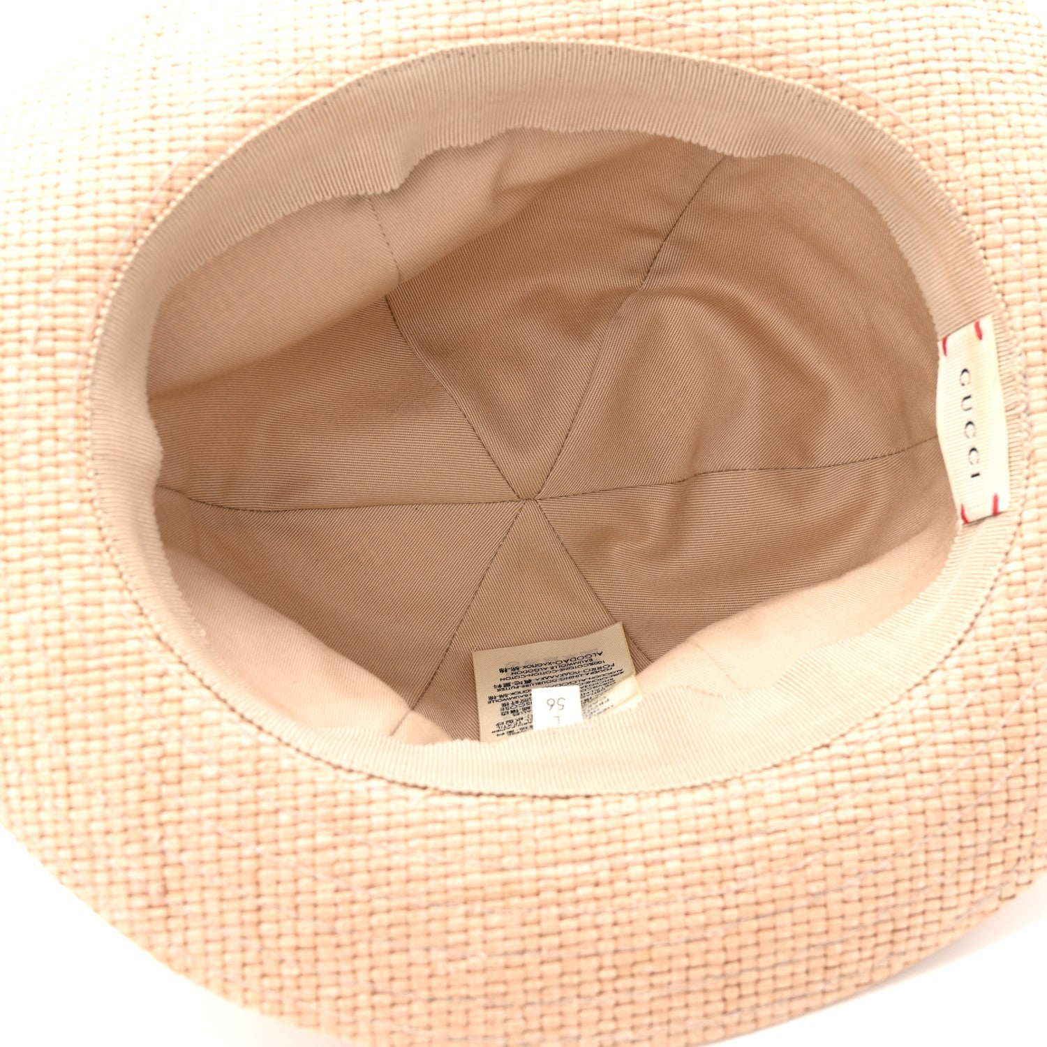 Gucci Straw Grosgrain Wide Brim Hat L Black