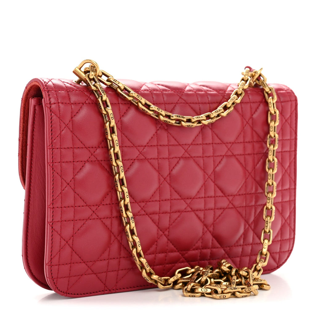 Christian Dior Lambskin Cannage Large Dioraddict Flap Red
