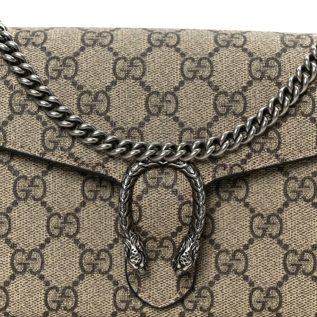 Gucci GG Supreme Monogram Mini Dionysus Chain Wallet Beige Taupe