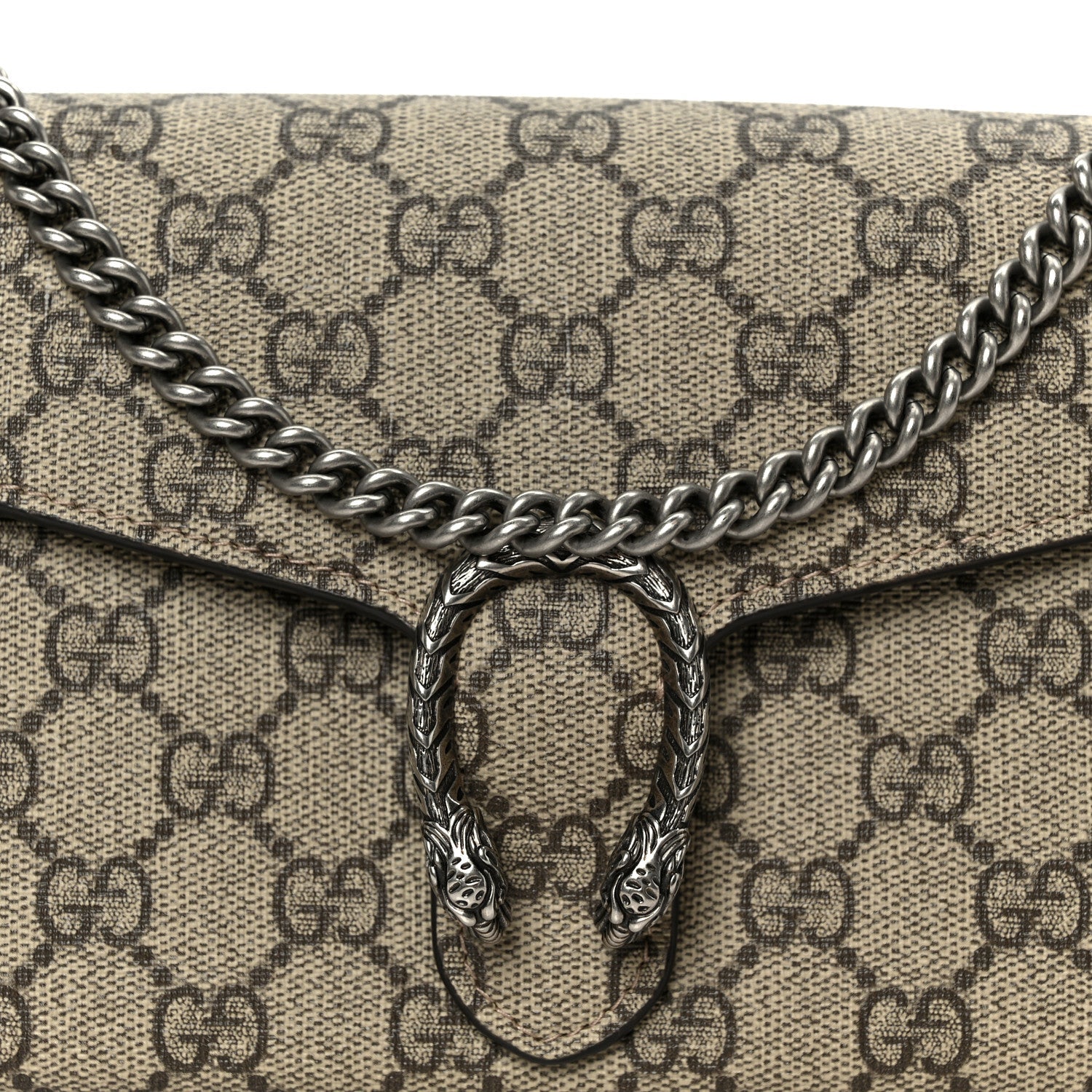 Gucci GG Supreme Monogram Mini Dionysus Chain Wallet Beige Taupe