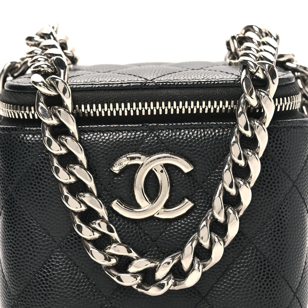 Chanel Caviar Quilted Mini Vanity Case With Chain Black